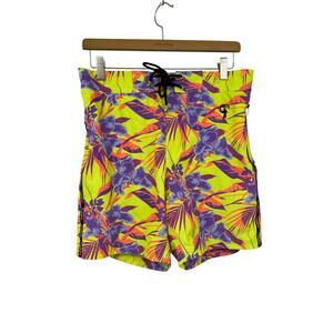 Tucann Swim Trunks Neon Orchid Electric Lined 5 Inch Size Large
